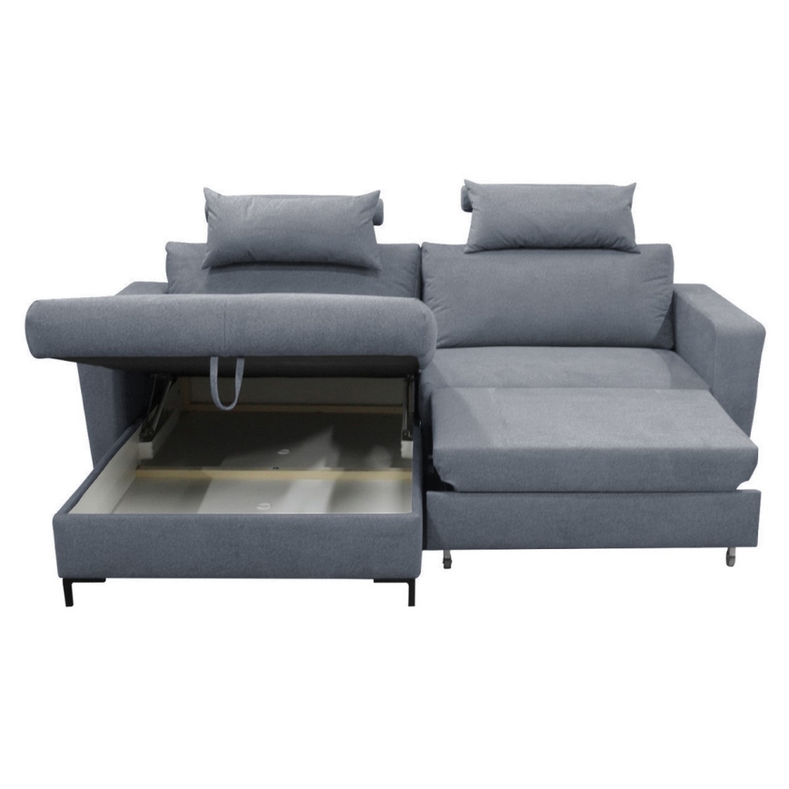 L-shaped upholstered folding corner lounge suite HORTA left dark grey