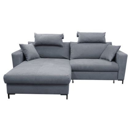 L-shaped upholstered folding corner lounge suite HORTA left dark grey