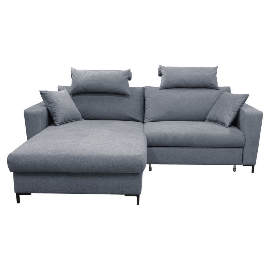 L-shaped upholstered folding corner lounge suite HORTA left dark grey