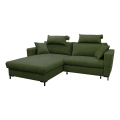 L-shaped upholstered folding corner lounge suite HORTA left green