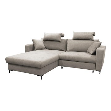 L-shaped upholstered folding corner lounge suite HORTA left grey