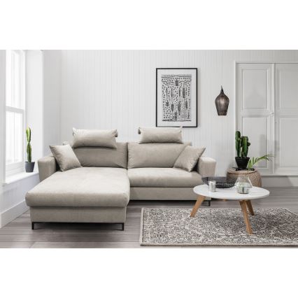 L-shaped upholstered folding corner lounge suite HORTA left grey