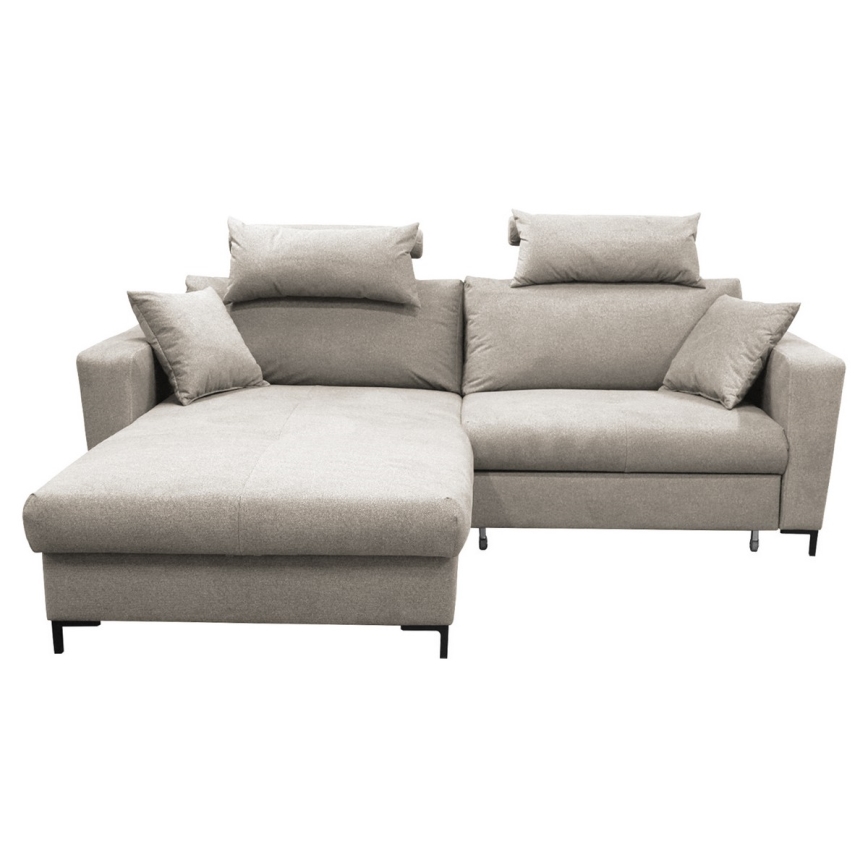 L-shaped upholstered folding corner lounge suite HORTA left grey