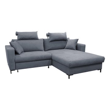 L-shaped upholstered folding corner lounge suite HORTA right dark grey