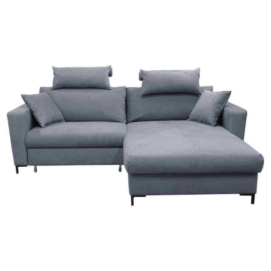 L-shaped upholstered folding corner lounge suite HORTA right dark grey