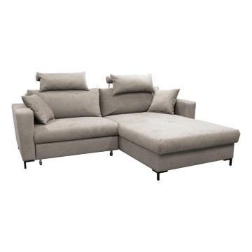 L-shaped upholstered folding corner lounge suite HORTA right grey