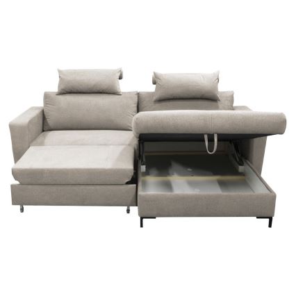 L-shaped upholstered folding corner lounge suite HORTA right grey