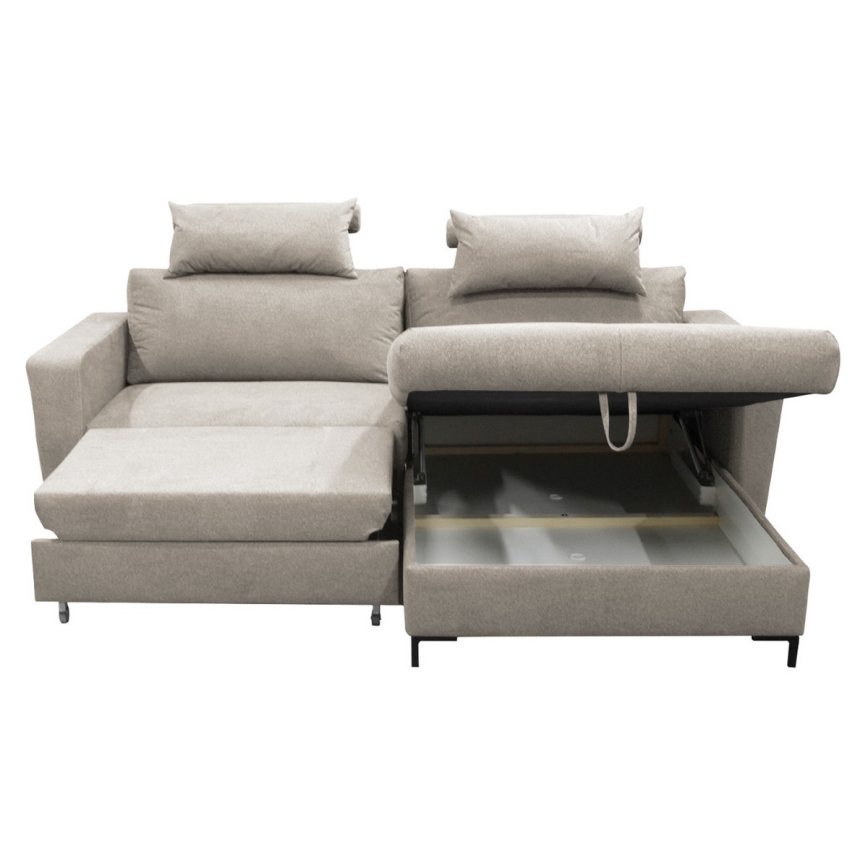 L-shaped upholstered folding corner lounge suite HORTA right grey