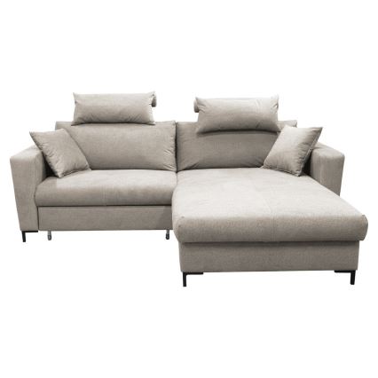 L-shaped upholstered folding corner lounge suite HORTA right grey