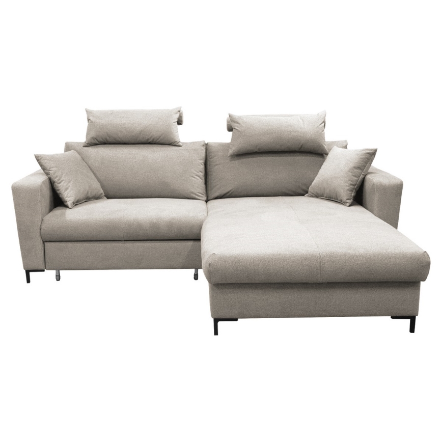 L-shaped upholstered folding corner lounge suite HORTA right grey
