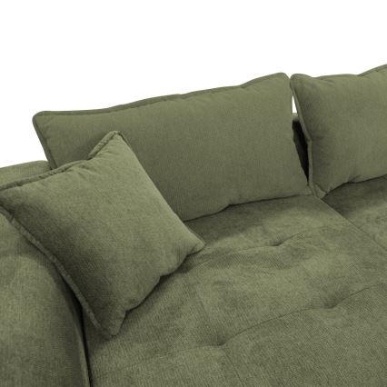 L-shaped upholstered folding corner lounge suite LAGOA left green