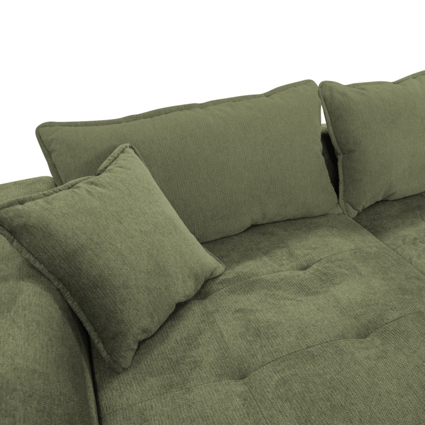 L-shaped upholstered folding corner lounge suite LAGOA left green