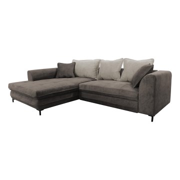L-shaped upholstered folding corner lounge suite LAGOA left taupe/grey