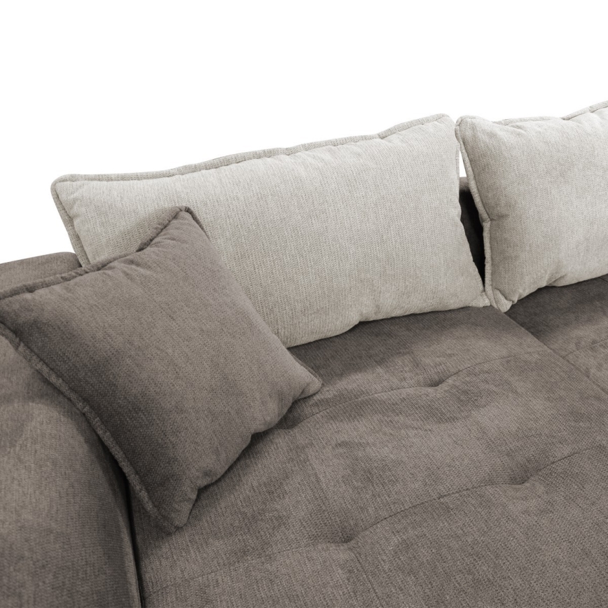 L-shaped upholstered folding corner lounge suite LAGOA left taupe/grey