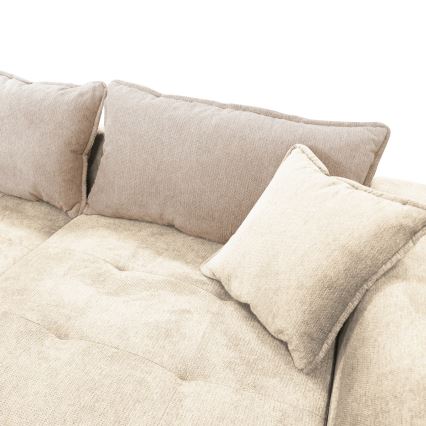 L-shaped upholstered folding corner lounge suite LAGOA right beige/brown