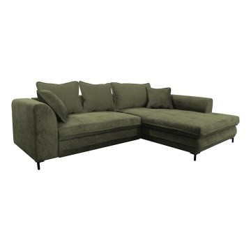 L-shaped upholstered folding corner lounge suite LAGOA right green