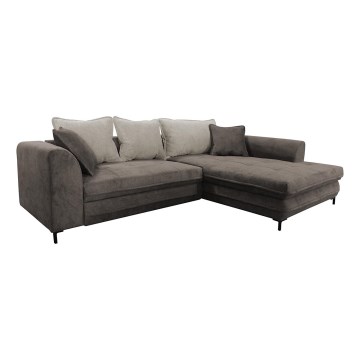 L-shaped upholstered folding corner lounge suite LAGOA right taupe/grey