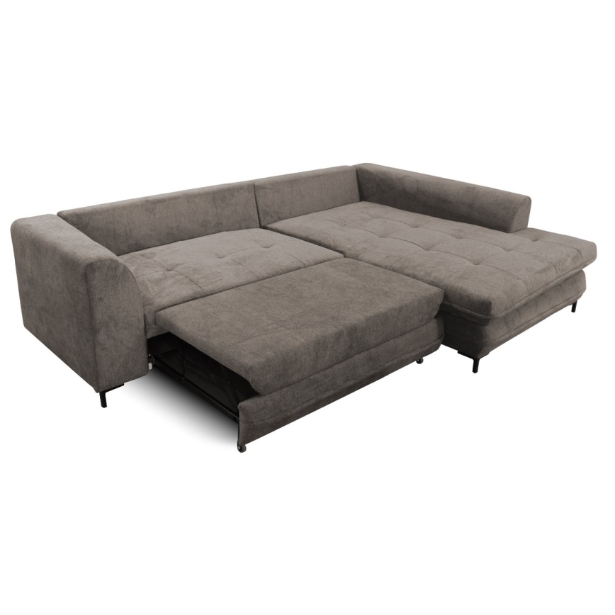 L-shaped upholstered folding corner lounge suite LAGOA right taupe/grey