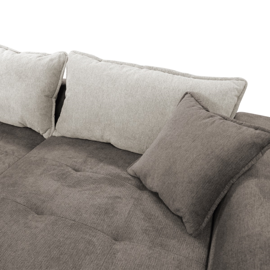 L-shaped upholstered folding corner lounge suite LAGOA right taupe/grey