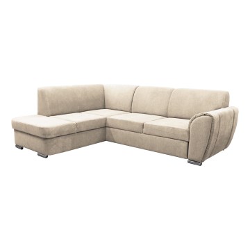 L-shaped upholstered folding corner lounge suite SERPA left beige