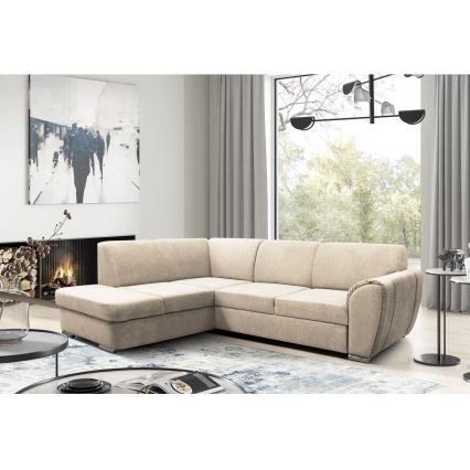 L-shaped upholstered folding corner lounge suite SERPA left beige