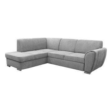 L-shaped upholstered folding corner lounge suite SERPA left grey