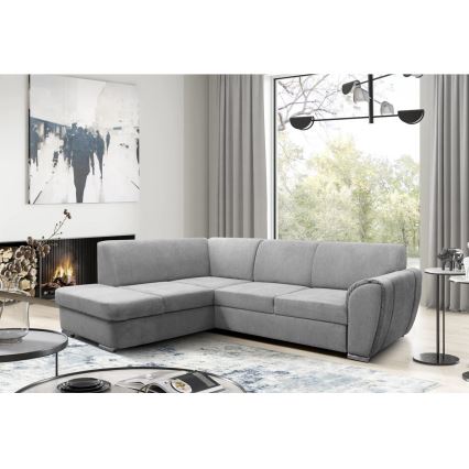 L-shaped upholstered folding corner lounge suite SERPA left grey