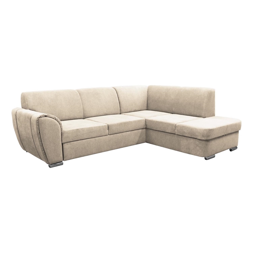 L-shaped upholstered folding corner lounge suite SERPA right beige