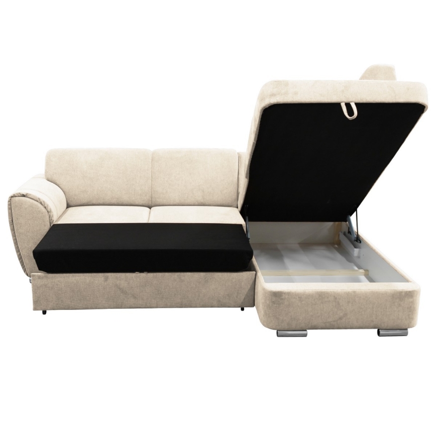 L-shaped upholstered folding corner lounge suite SERPA right beige