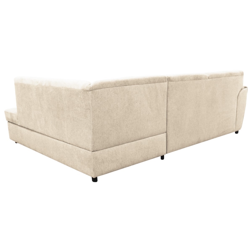L-shaped upholstered folding corner lounge suite SERPA right beige
