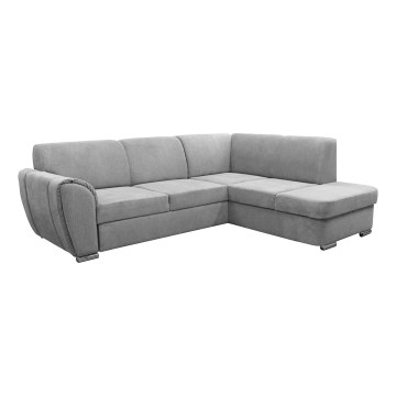 L-shaped upholstered folding corner lounge suite SERPA right grey