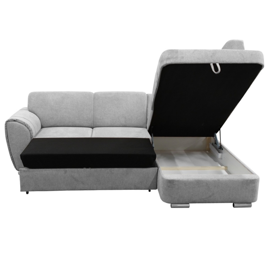 L-shaped upholstered folding corner lounge suite SERPA right grey