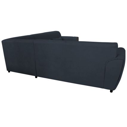 L-shaped upholstered folding corner lounge suite VISEU left anthracite/black
