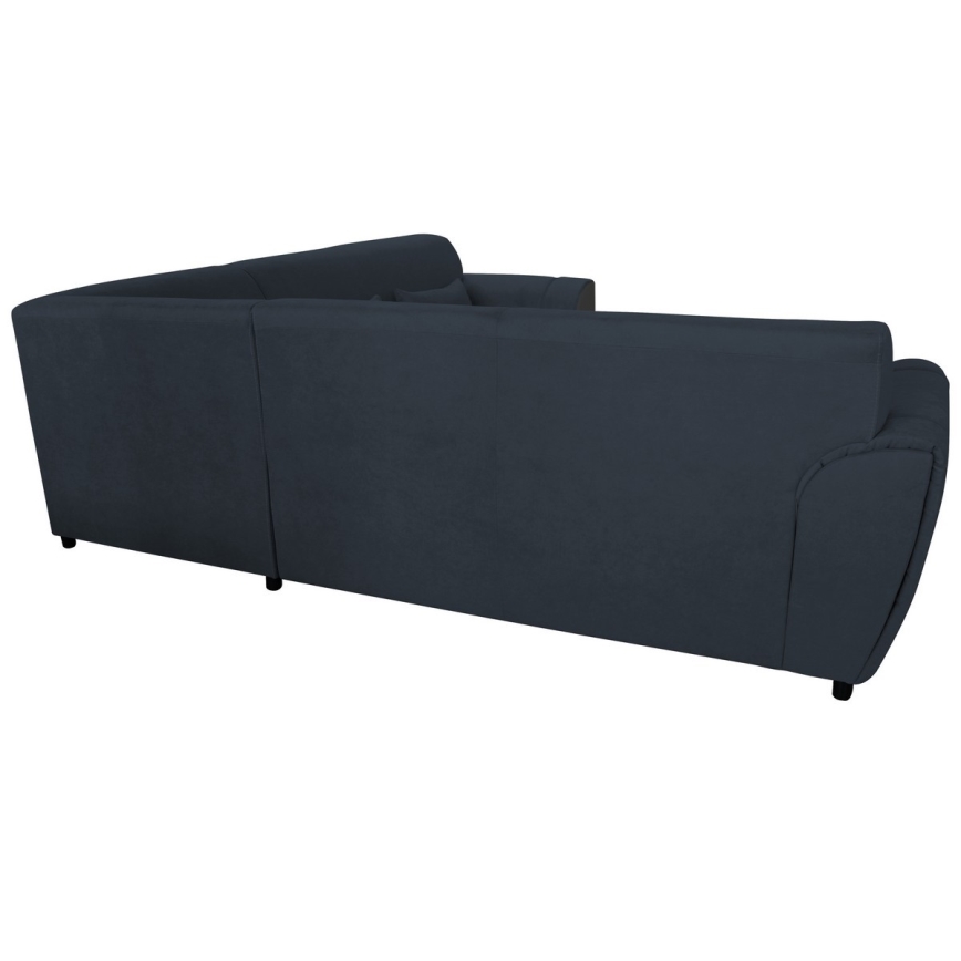 L-shaped upholstered folding corner lounge suite VISEU left anthracite/black