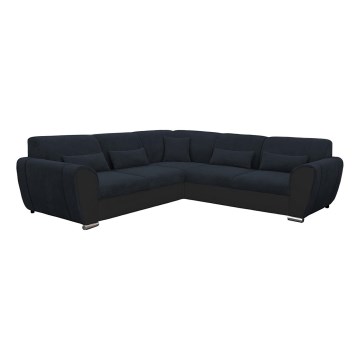 L-shaped upholstered folding corner lounge suite VISEU right anthracite/black