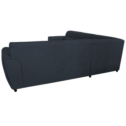L-shaped upholstered folding corner lounge suite VISEU right anthracite/black