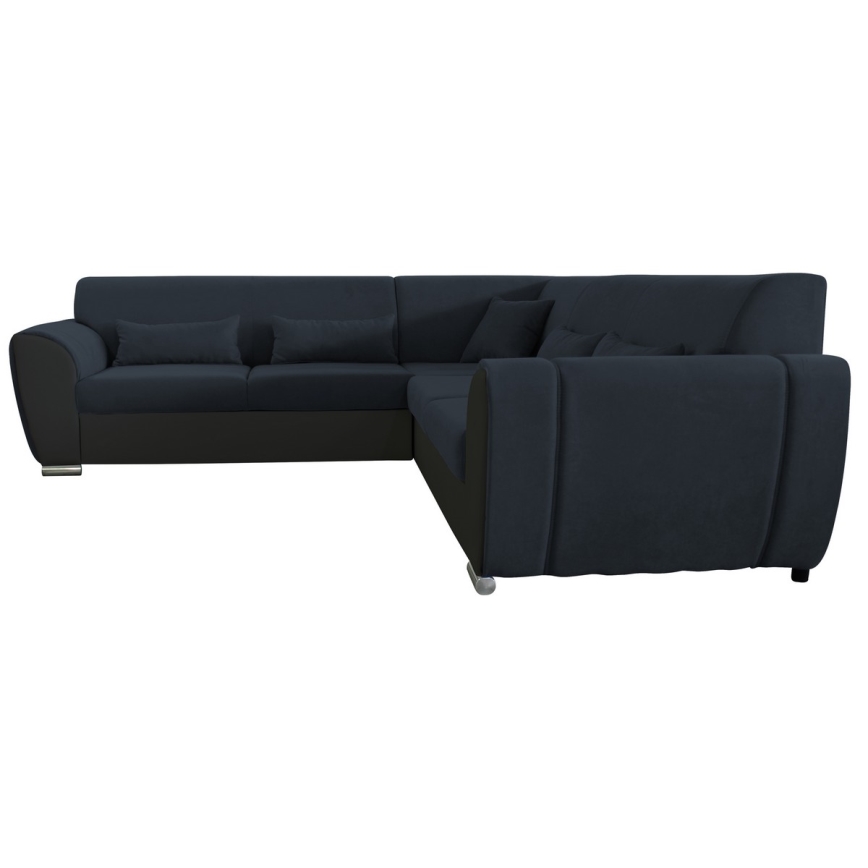L-shaped upholstered folding corner lounge suite VISEU right anthracite/black