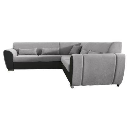L-shaped upholstered folding corner lounge suite VISEU right grey/black