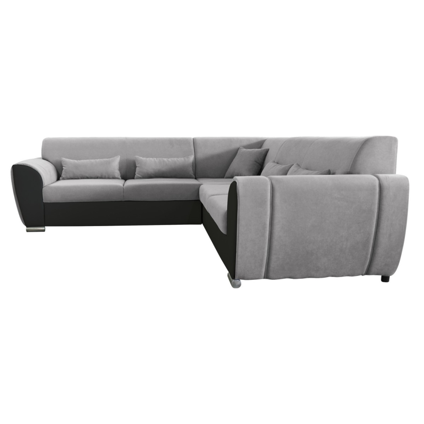 L-shaped upholstered folding corner lounge suite VISEU right grey/black