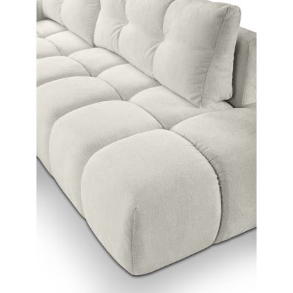 L-shaped upholstered folding corner lounge suite with a storage space ALMADA left beige