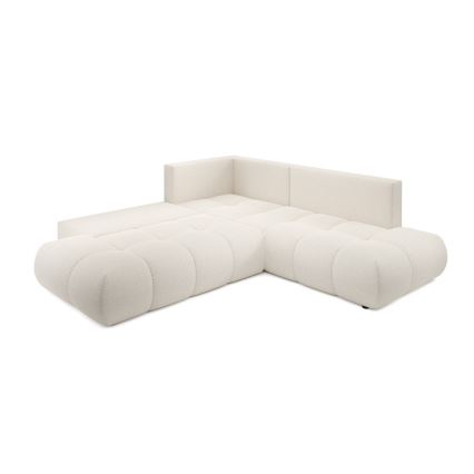 L-shaped upholstered folding corner lounge suite with a storage space ALMADA left beige