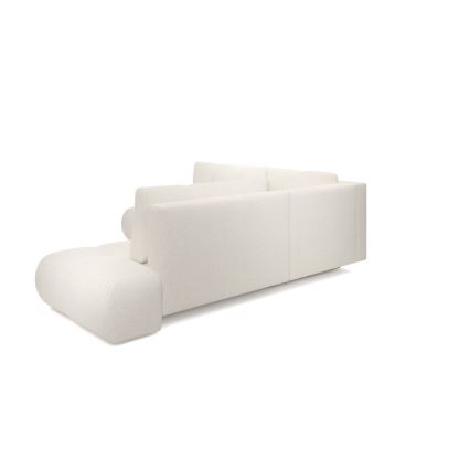 L-shaped upholstered folding corner lounge suite with a storage space ALMADA left beige