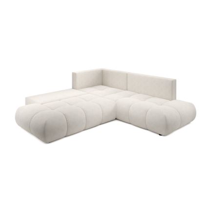 L-shaped upholstered folding corner lounge suite with a storage space ALMADA left beige