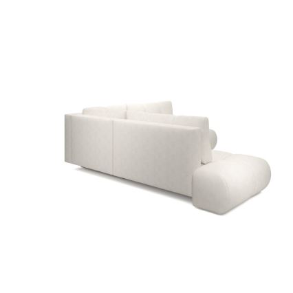 L-shaped upholstered folding corner lounge suite with a storage space ALMADA left beige