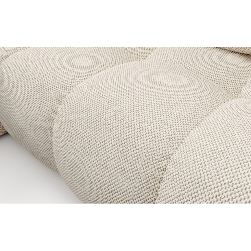 L-shaped upholstered folding corner lounge suite with a storage space ALMADA left light beige