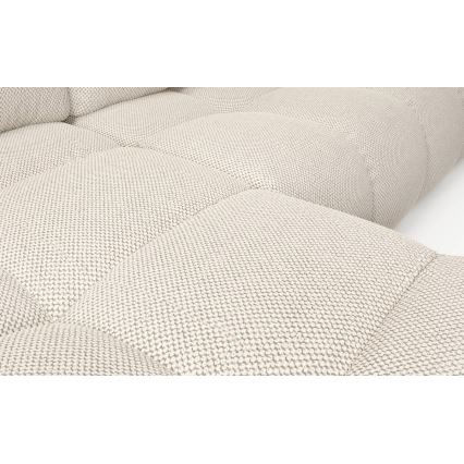 L-shaped upholstered folding corner lounge suite with a storage space ALMADA left light beige