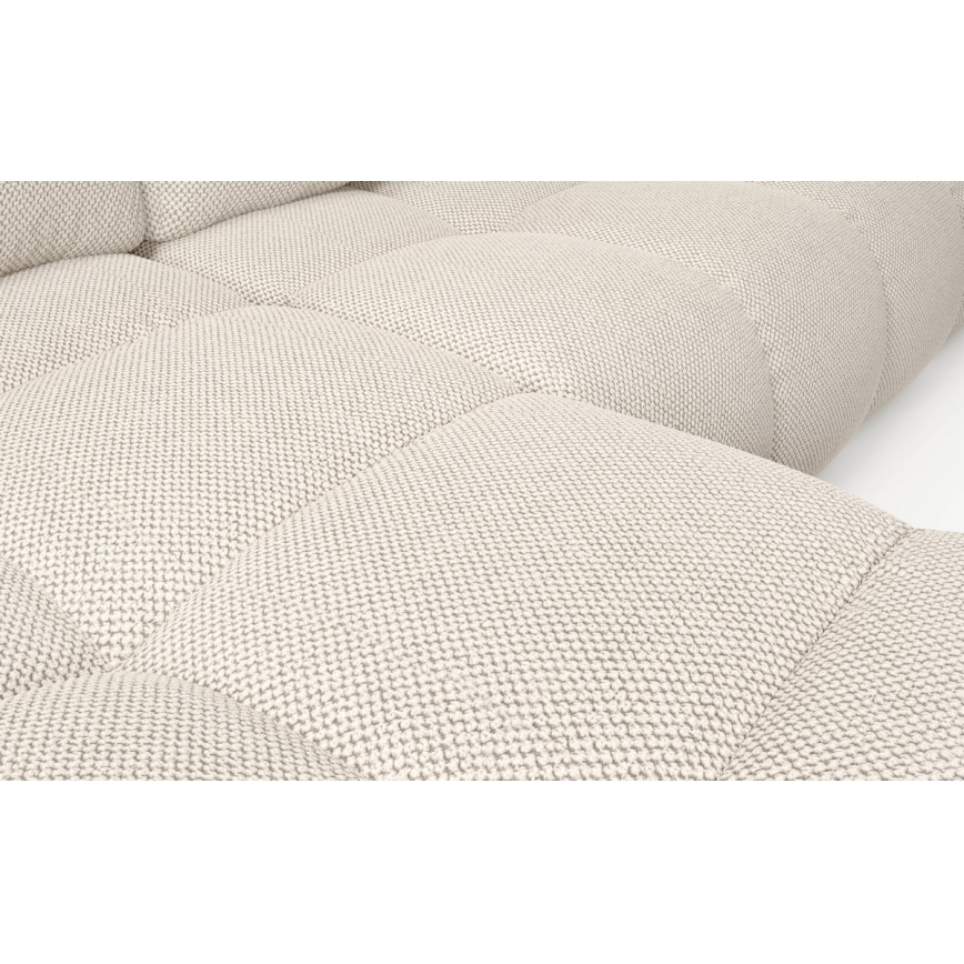 L-shaped upholstered folding corner lounge suite with a storage space ALMADA left light beige