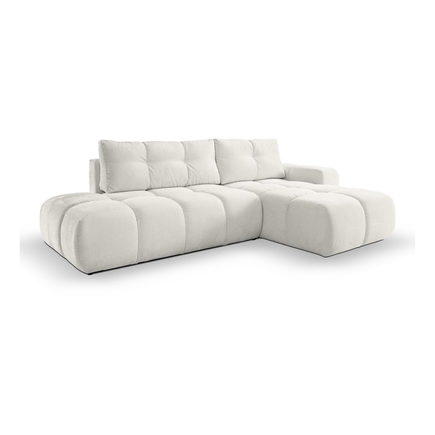 L-shaped upholstered folding corner lounge suite with a storage space ALMADA right beige