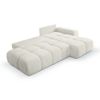 L-shaped upholstered folding corner lounge suite with a storage space ALMADA right beige