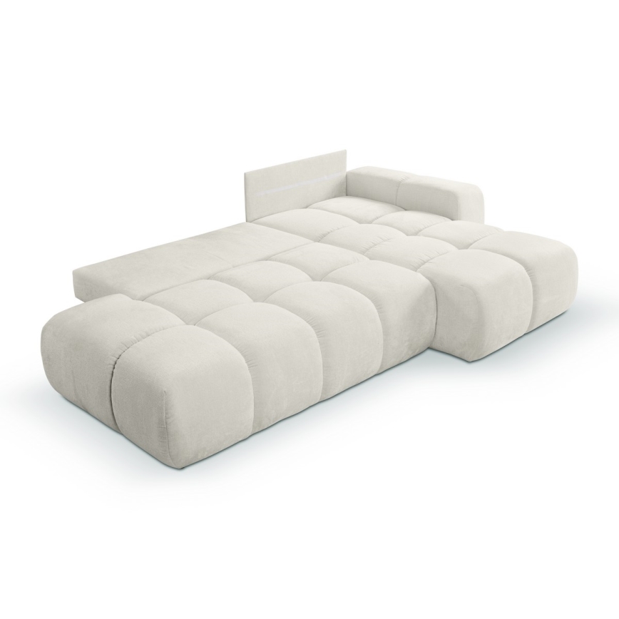 L-shaped upholstered folding corner lounge suite with a storage space ALMADA right beige